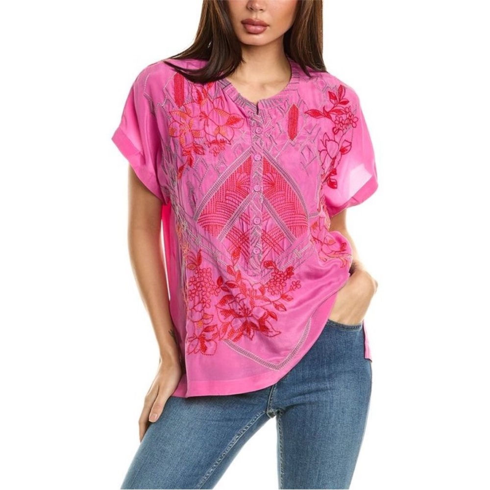 NWT  Johnny Was Motubena Silk Blouse
